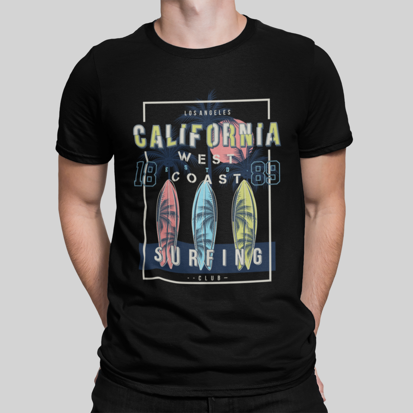 California Surfing Black T-Shirt For Men