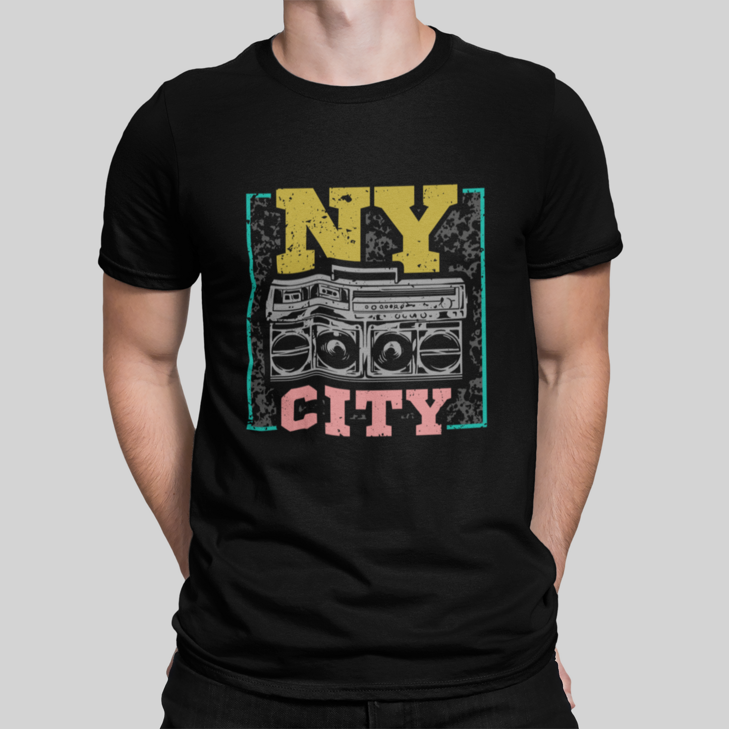 NY City Black T-Shirt For Men
