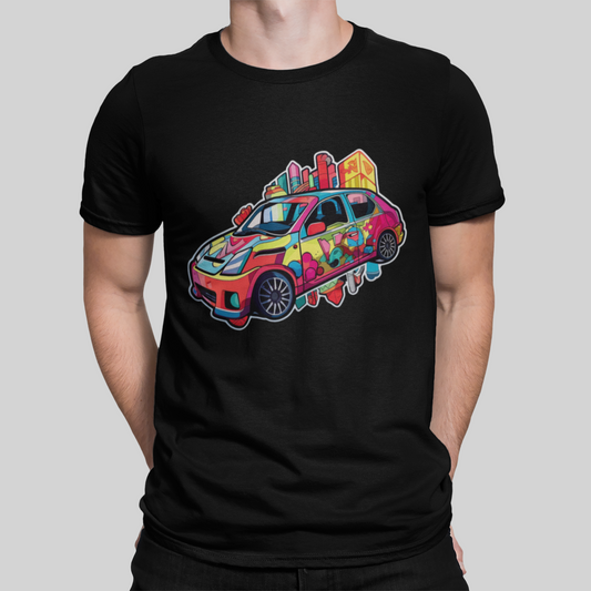 Dream Sports Car Graffiti Black T-Shirt For Men