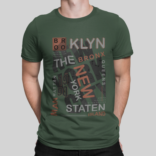 Brooklyn New York Olive Green T-Shirt For Men