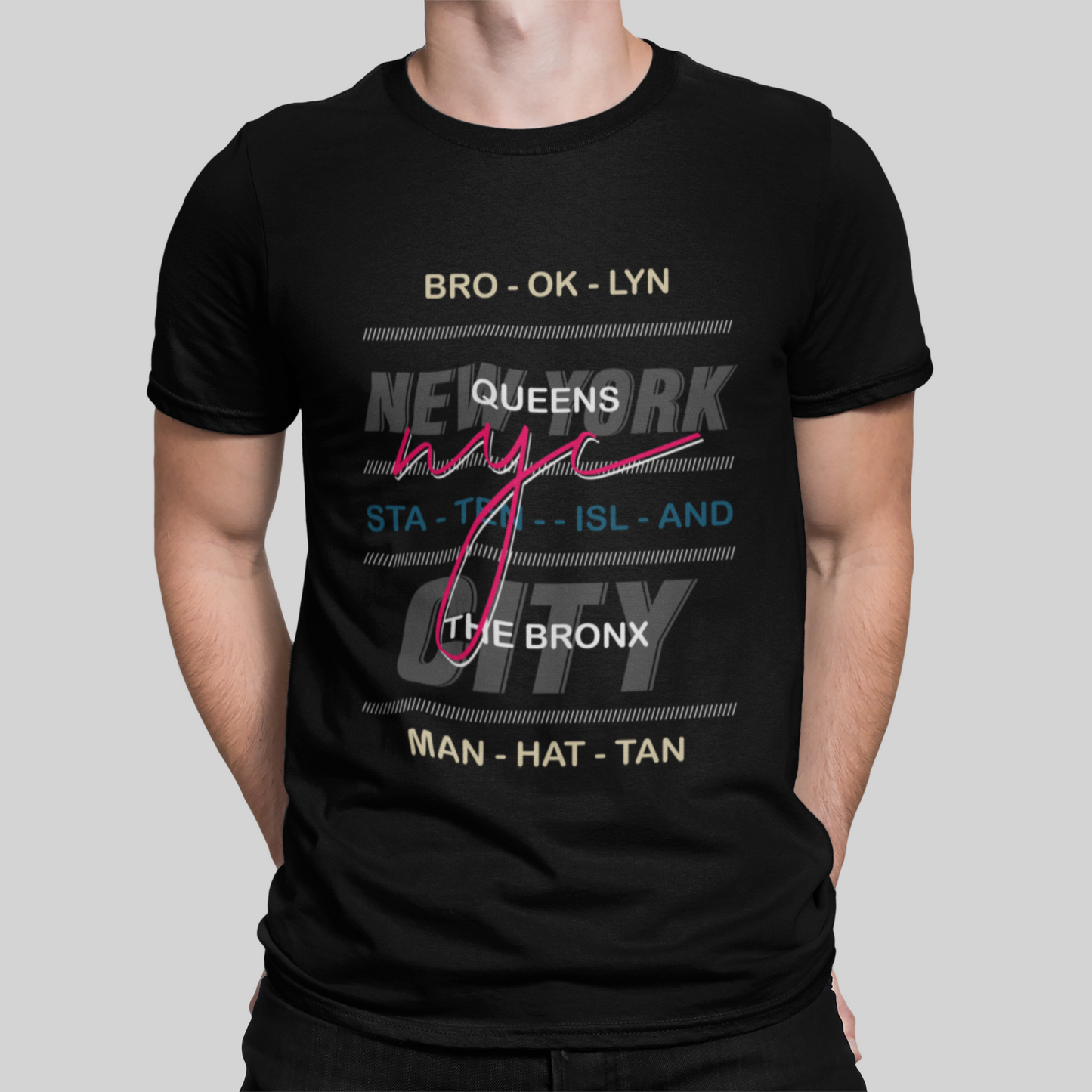 NYC Queens Black T-Shirt For Men
