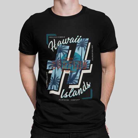 Hawaii Islands Black T-Shirt For Men