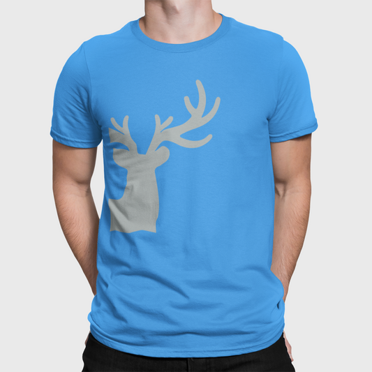 ATOM Signature Half Grey Deer Sky Blue Round Neck T-Shirt for Men.