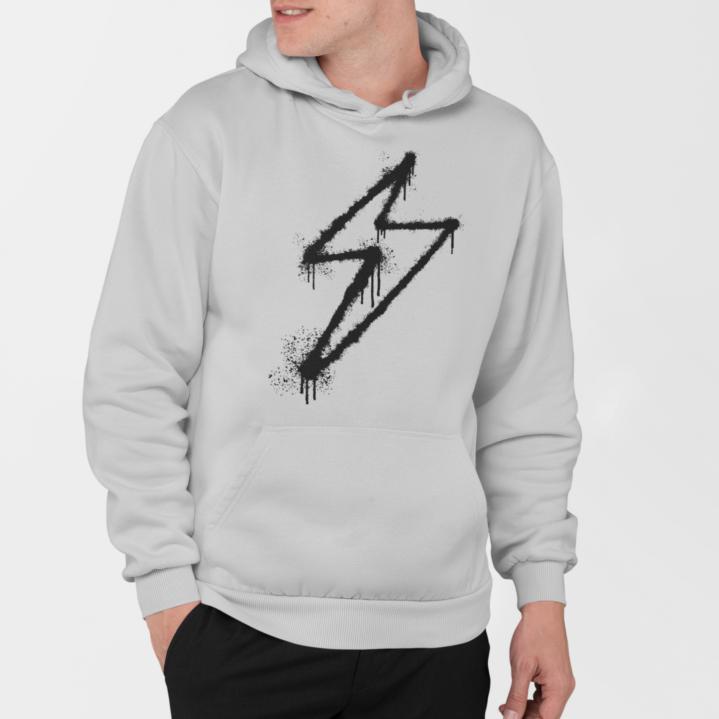 Black Lightening Melange Grey Hoodie And Jogger Co-ord Set For Men