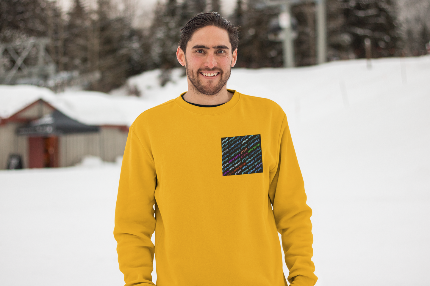 Signature Pocket Golden Yellow Sweatshirt For Men