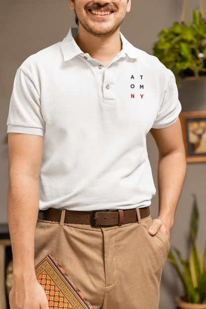 ATOM NY White Polo Neck T-Shirt For Men