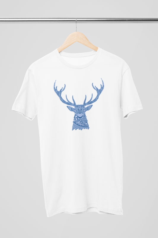 Blue Deer Cotton Unisex T-Shirt | Iris Yog Collection | ATOM