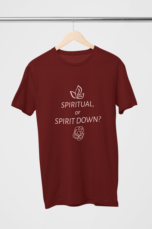 Spiritual or spirit down Cotton Unisex Maroon T-Shirt | Iris Yog Collection | ATOM