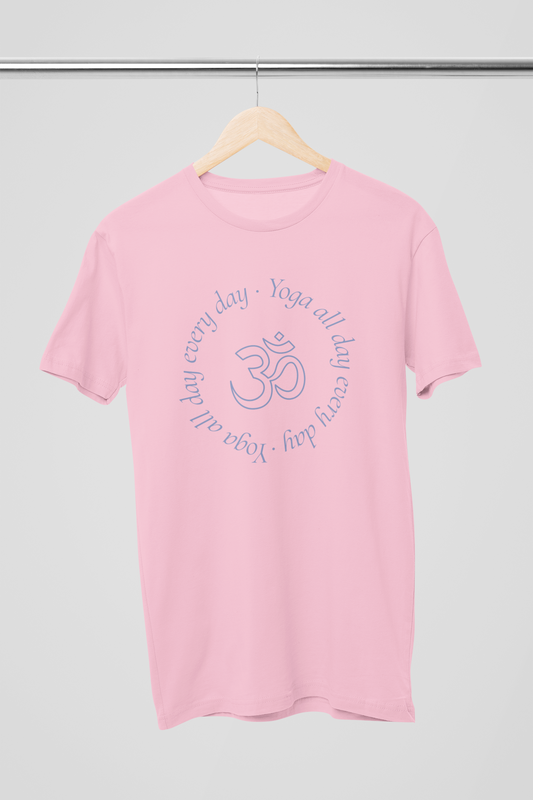 Ohm Yoga All Day Baby-Pink Unisex T-Shirt | Iris Yog Collection | ATOM