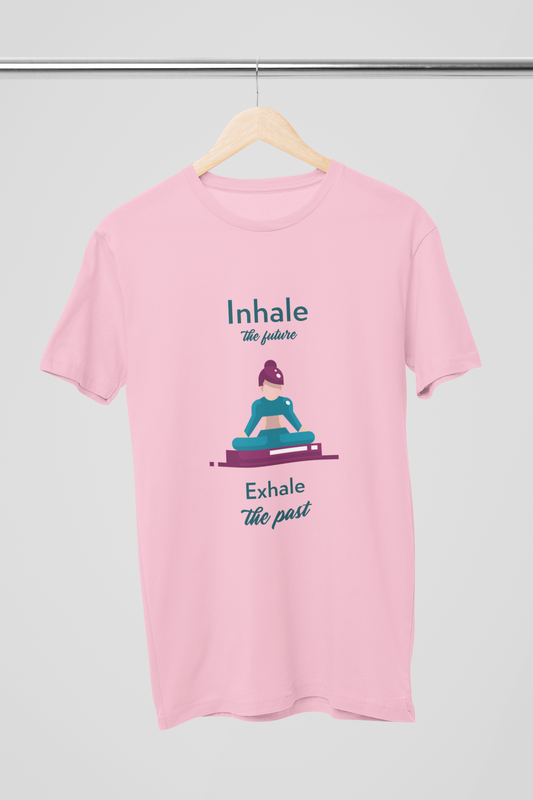 Inhale / Exhale Unisex Baby-Pink T-Shirt | Iris Yog Collection | ATOM