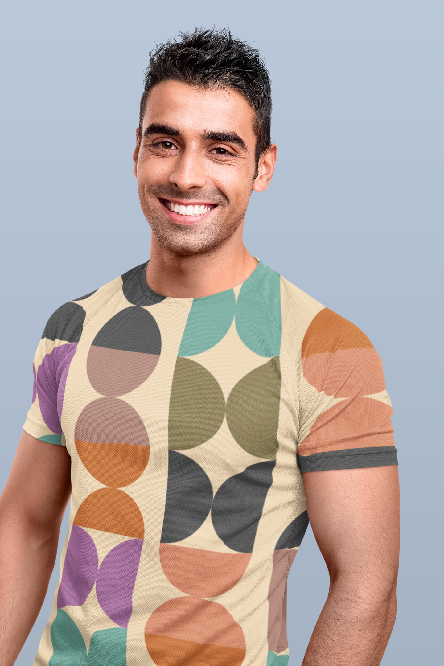 Colour Blocks All Over Print T-Shirt For Men