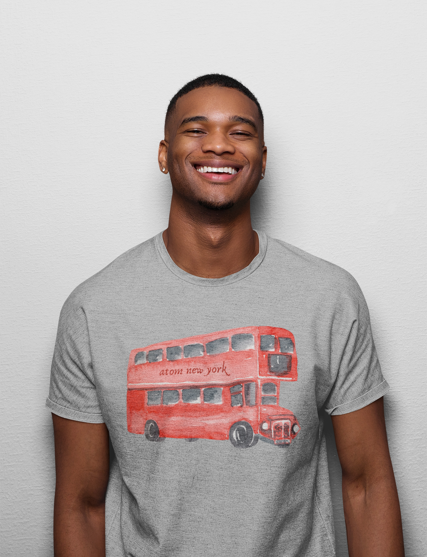 ATOM Signature Red Bus Melange Grey T-Shirt For Men
