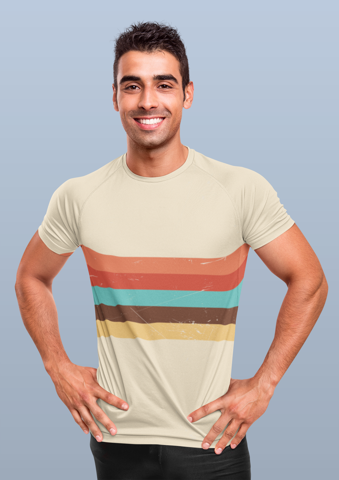 Colour Stripes All Over Print T-Shirt For Men