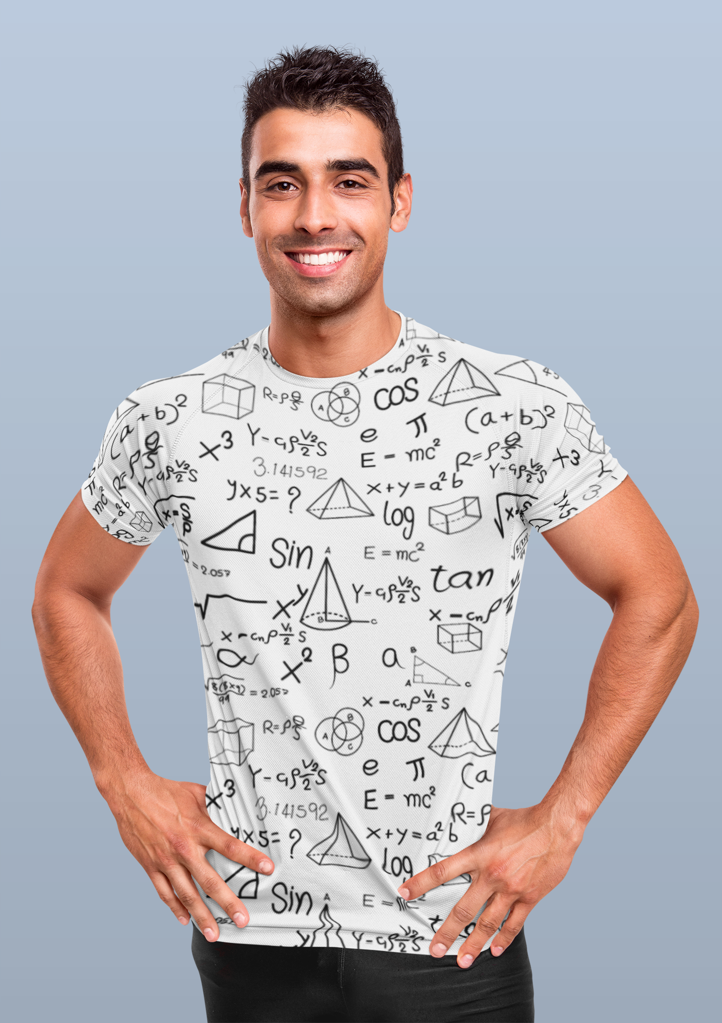 Math All Over Print White T-Shirt For Men