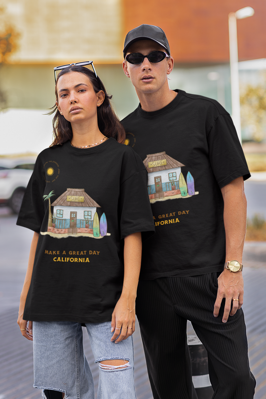 Dense Oversized California Black Unisex Oversize T-Shirt
