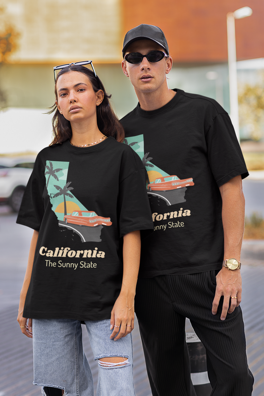 California Sunny State Dense Oversized Black Unisex Oversize T-Shirt