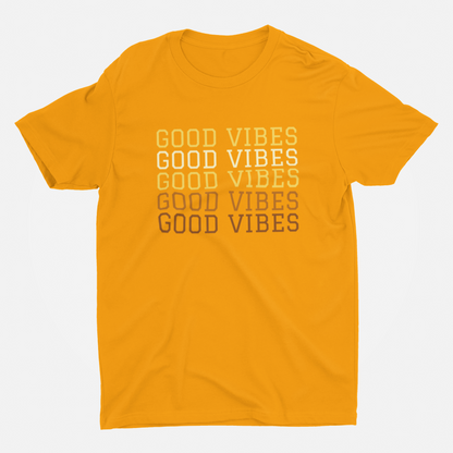 Good Vibes Only Mustard Yellow Round Neck T-Shirt for Men. 