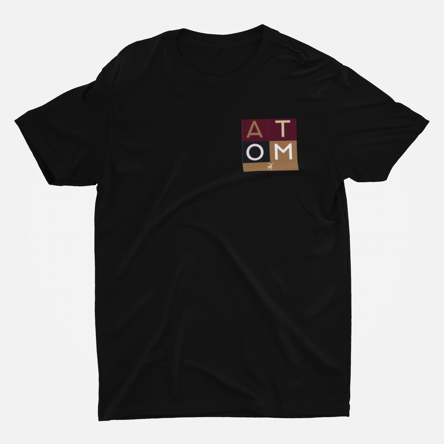ATOM Signature Maroon Pocket Icon Black Round Neck T-Shirt for Men.