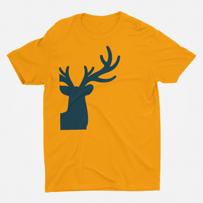 ATOM Signature Half Blue Deer Mustard Yellow Round Neck T-Shirt for Men.