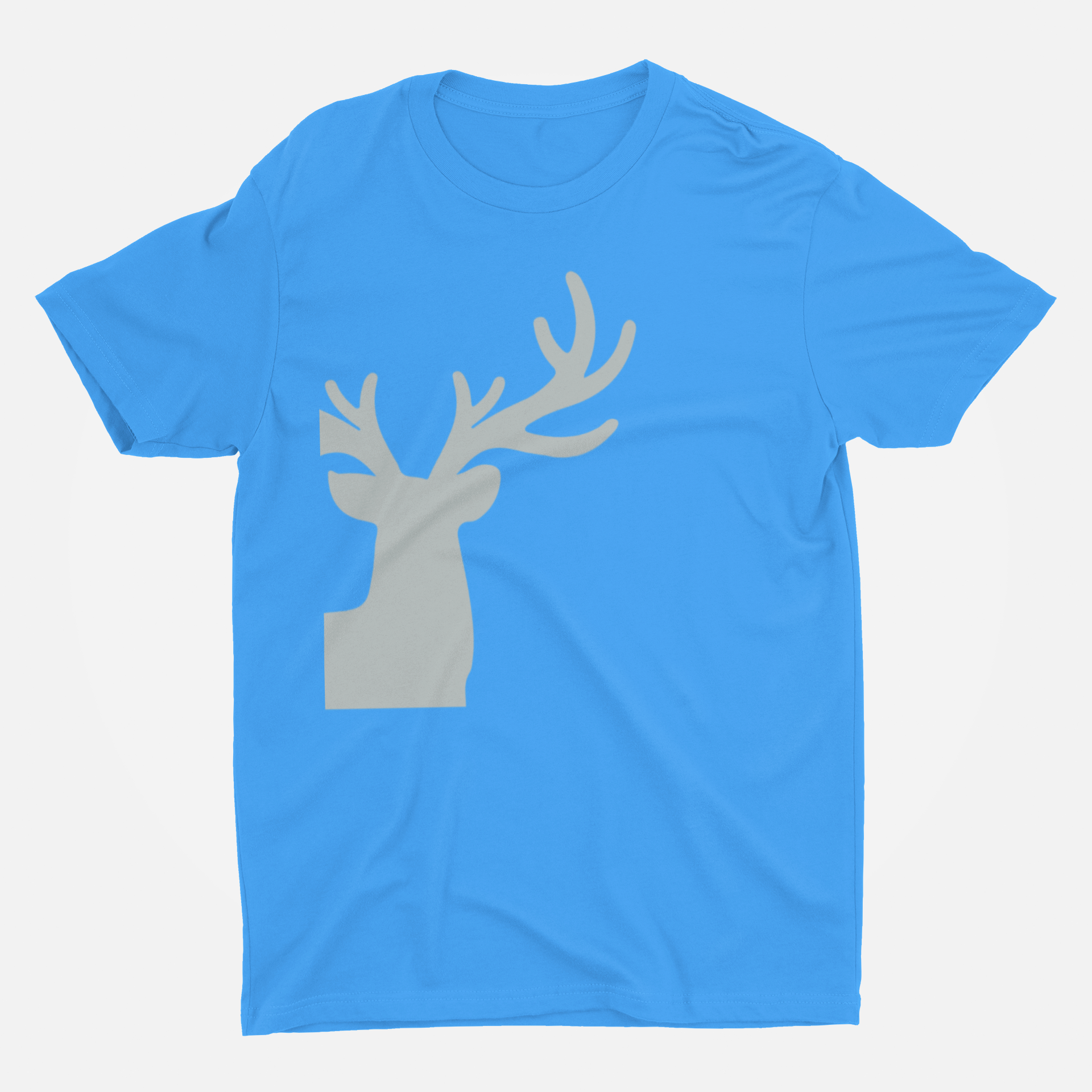ATOM Signature Half Grey Deer Sky Blue Round Neck T-Shirt for Men.