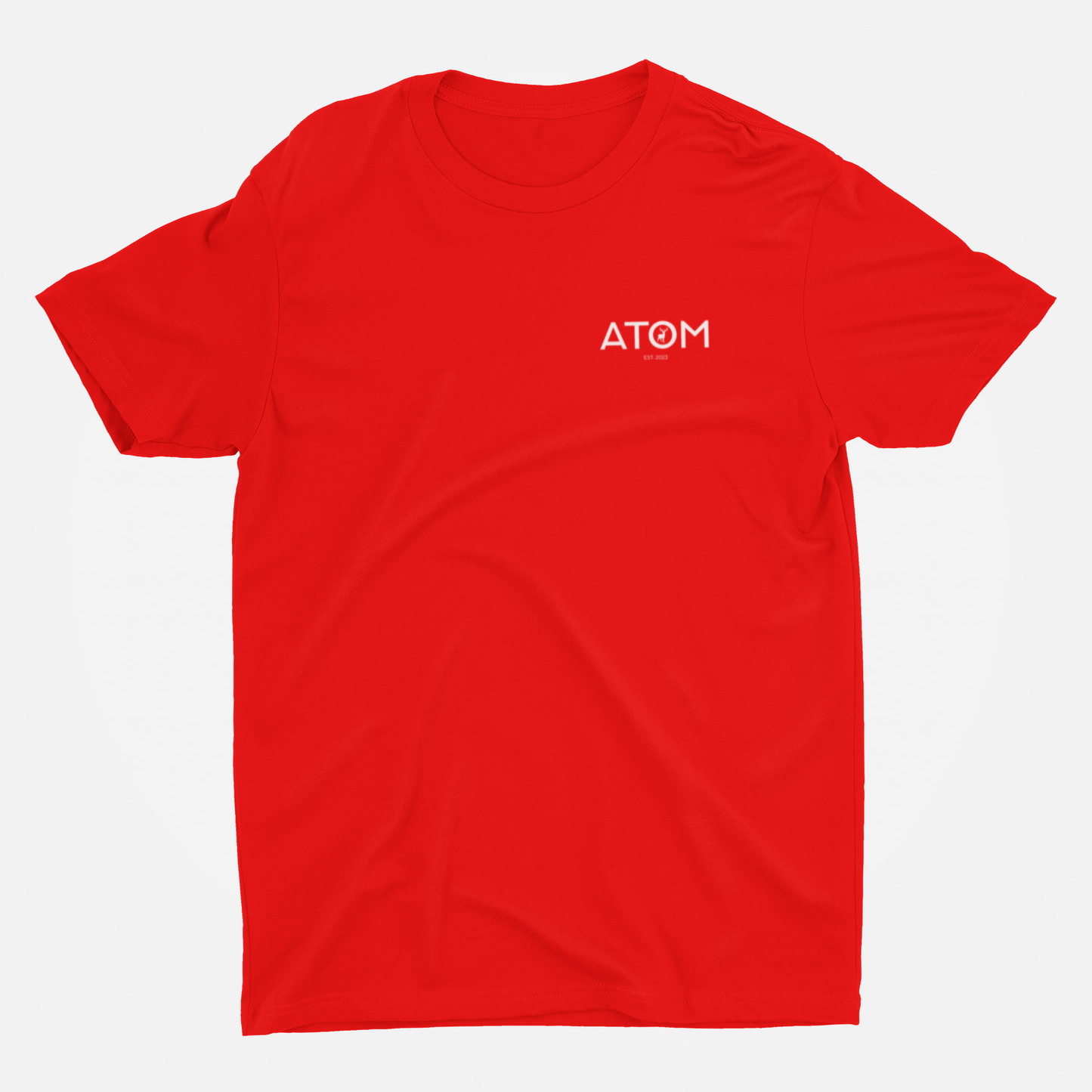 ATOM Logo Basic Red Round Neck T-Shirt for Men.