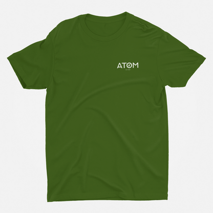 ATOM Logo Basic Green Round Neck T-Shirt for Men.