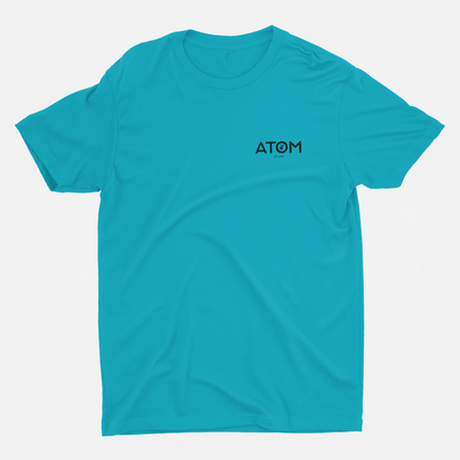 ATOM Logo Basic Aqua Blue Round Neck T-Shirt for Men.