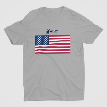ATOM Signature American Flag Grey T-Shirt For Men