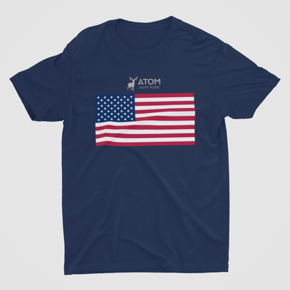 ATOM Signature American Flag Navy Blue T-Shirt For Men