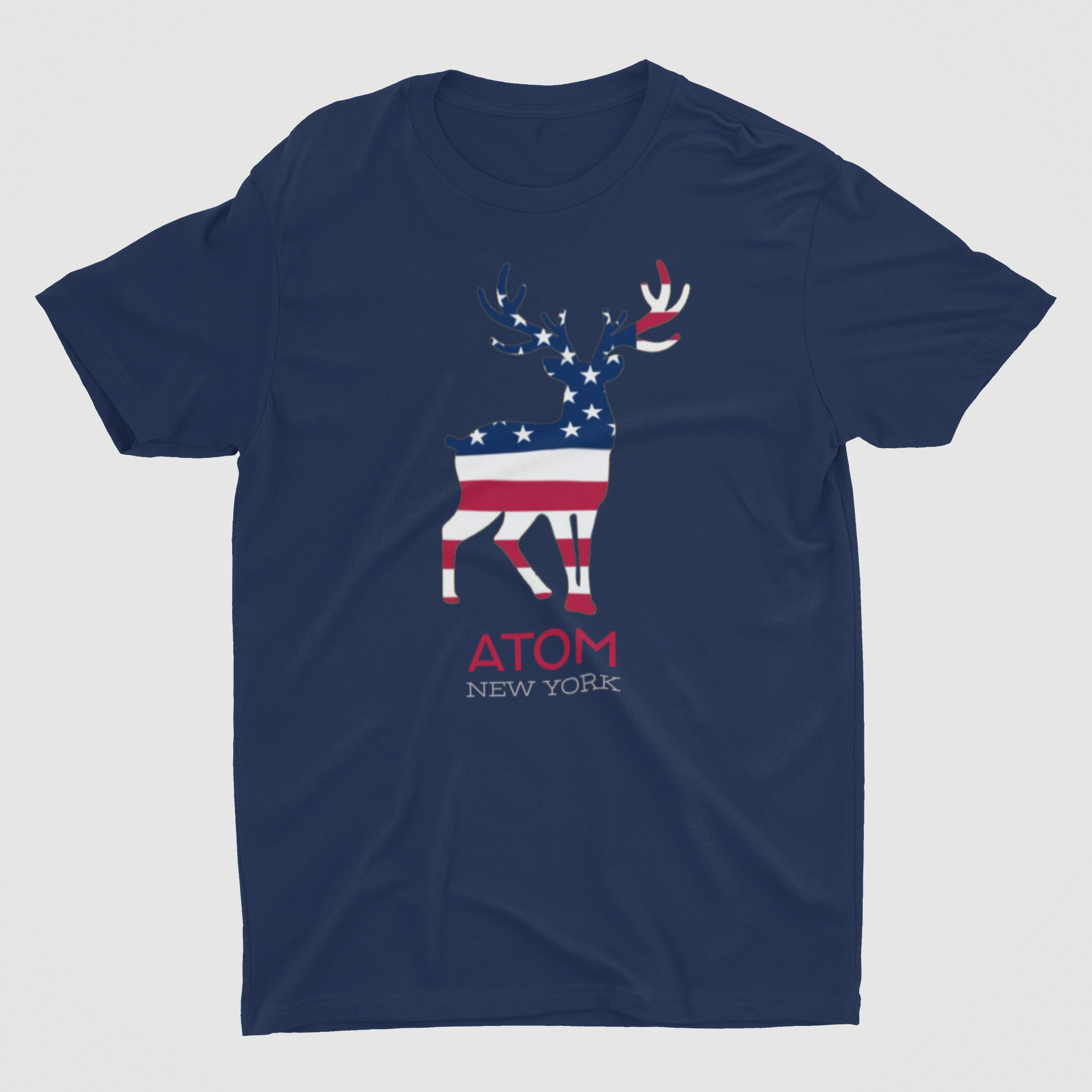 ATOM Signature Icon American Flag Navy Blue T-Shirt For Men
