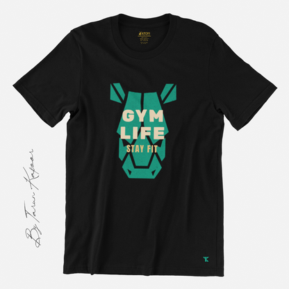 Gym Life Black T-Shirt For Men | Tarun Kapoor Collection