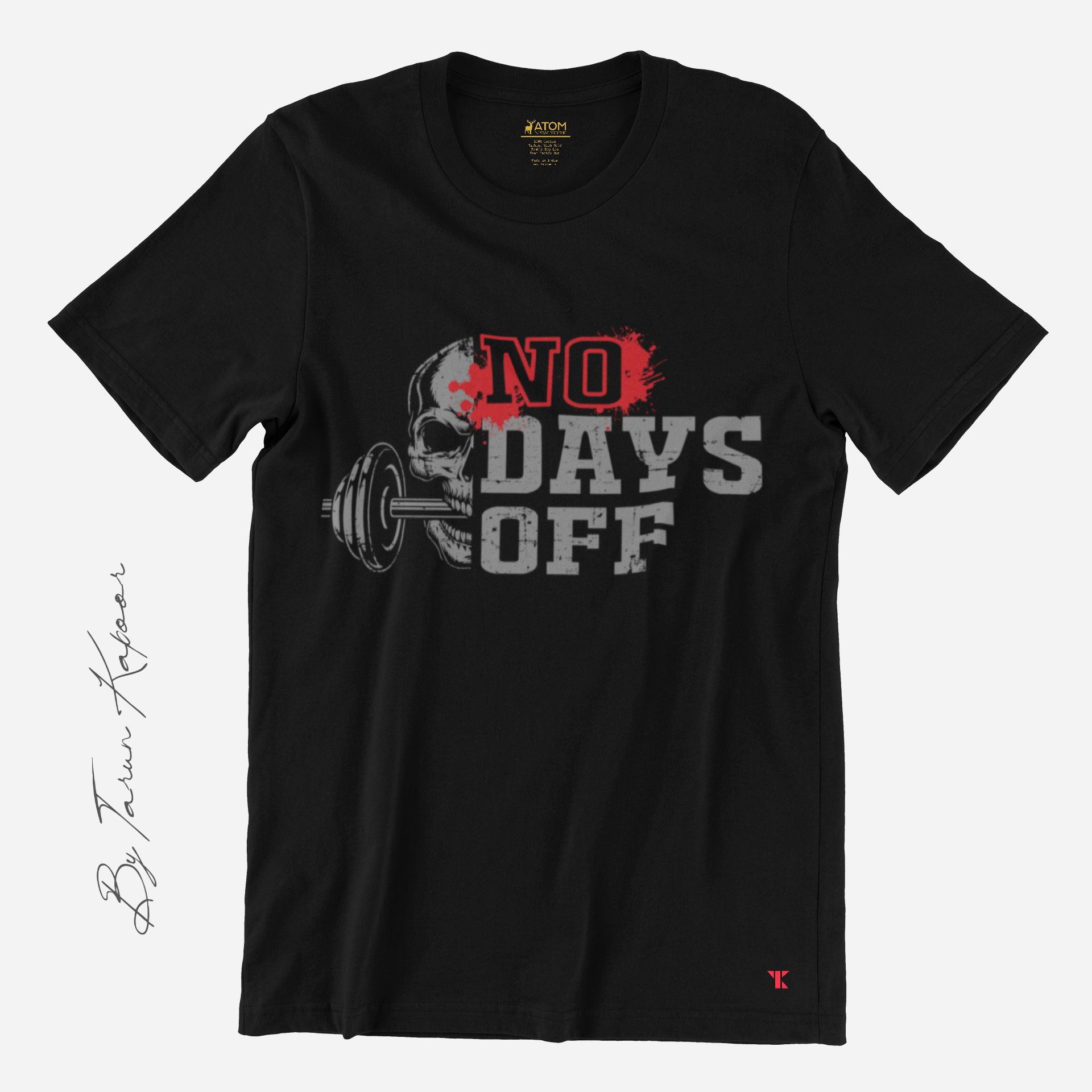 No Days Off Black T-Shirt For Men | Tarun Kapoor Collection