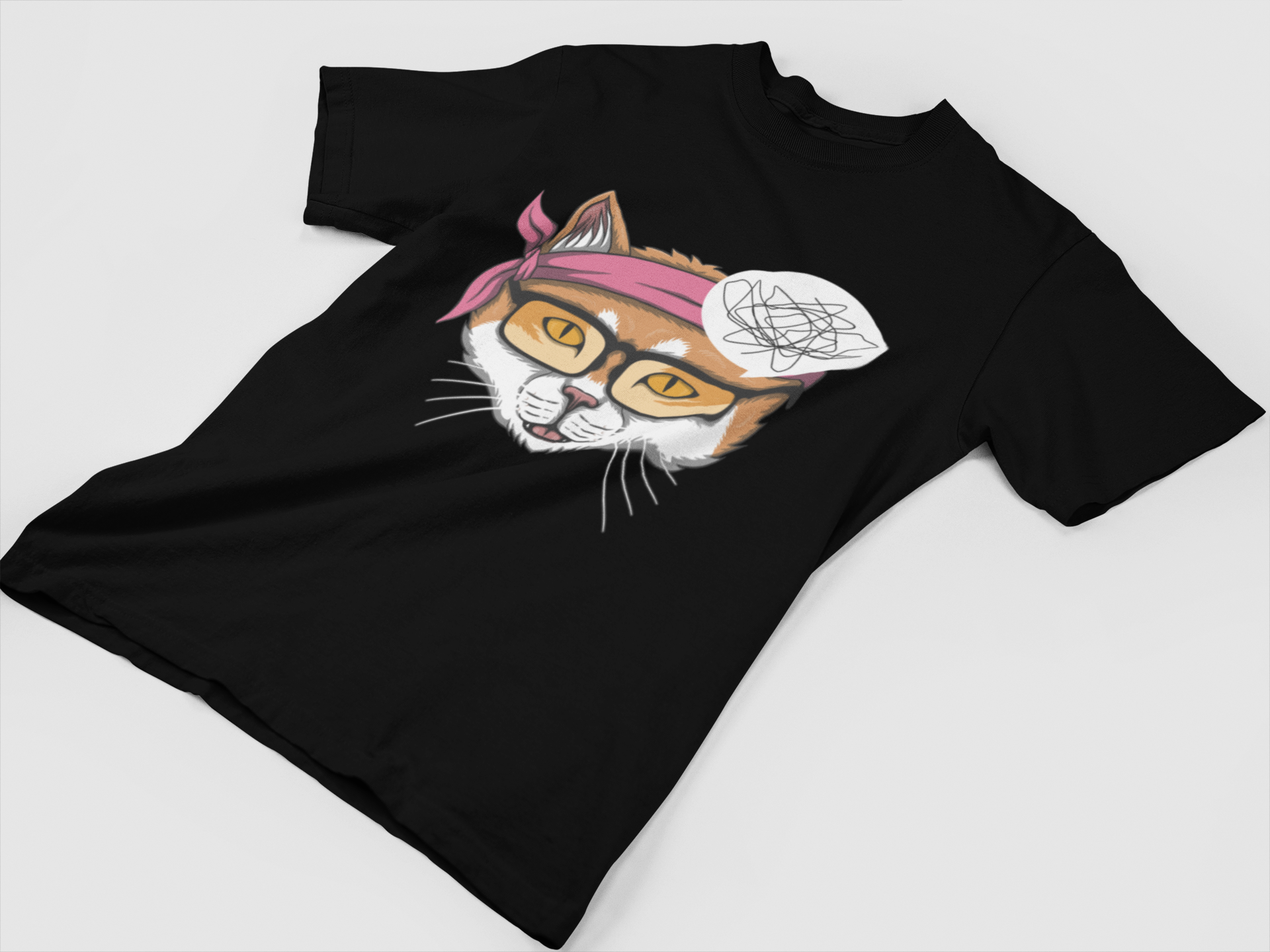 Cat Don't Understand Illustrations Black Oversized T-Shirt For Women