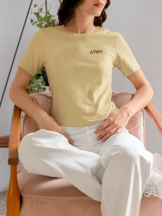 ATOM Logo Basic Beige T-Shirt For Women