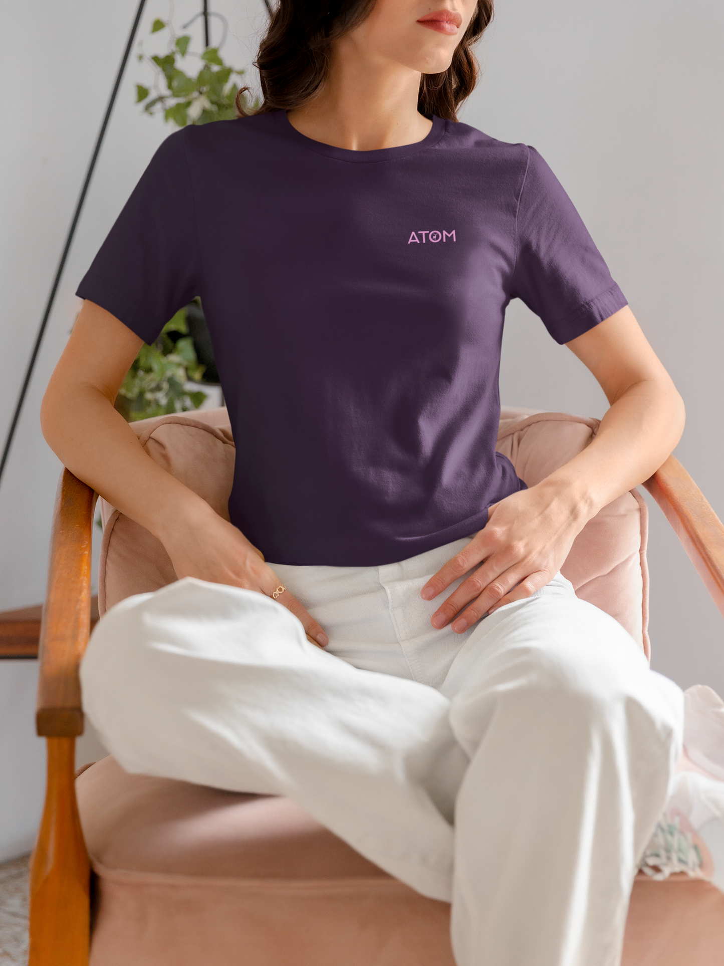 ATOM Logo Basic Purple T-Shirt For Women
