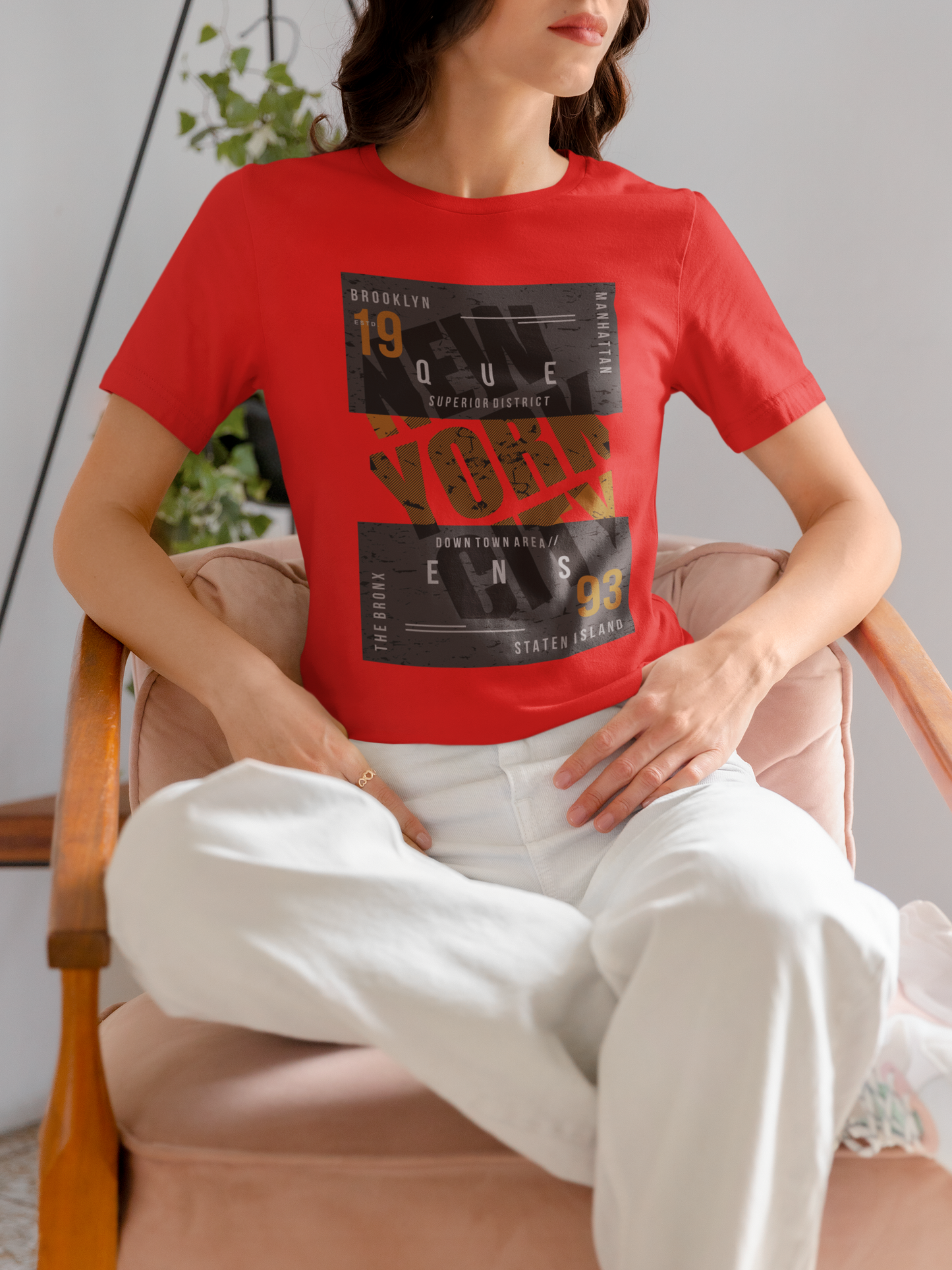 New York City Red T-Shirt For Women