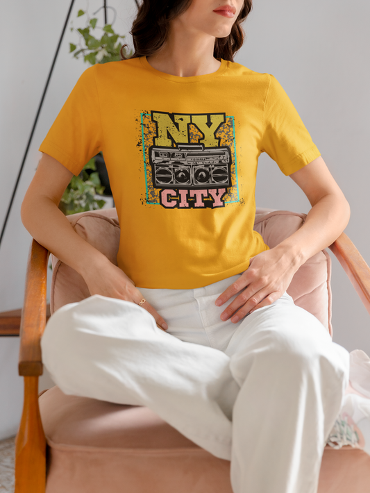NY City Mustard Yellow T-Shirt For Women