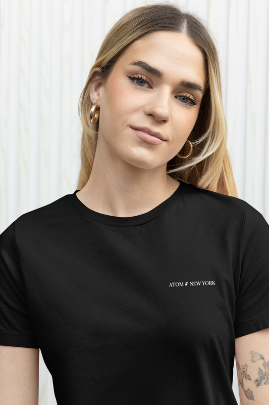 ATOM New York Classic Embroidered Black T-Shirt For Women