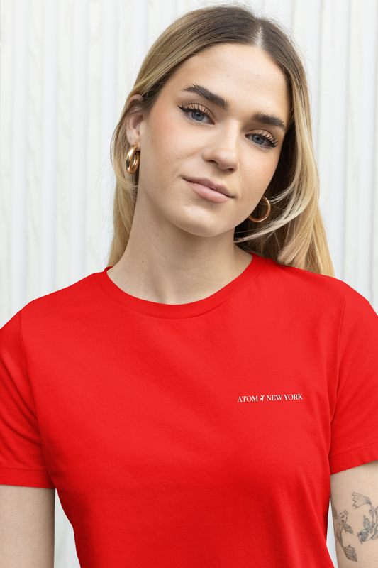 ATOM New York Classic Embroidered Red T-Shirt For Women