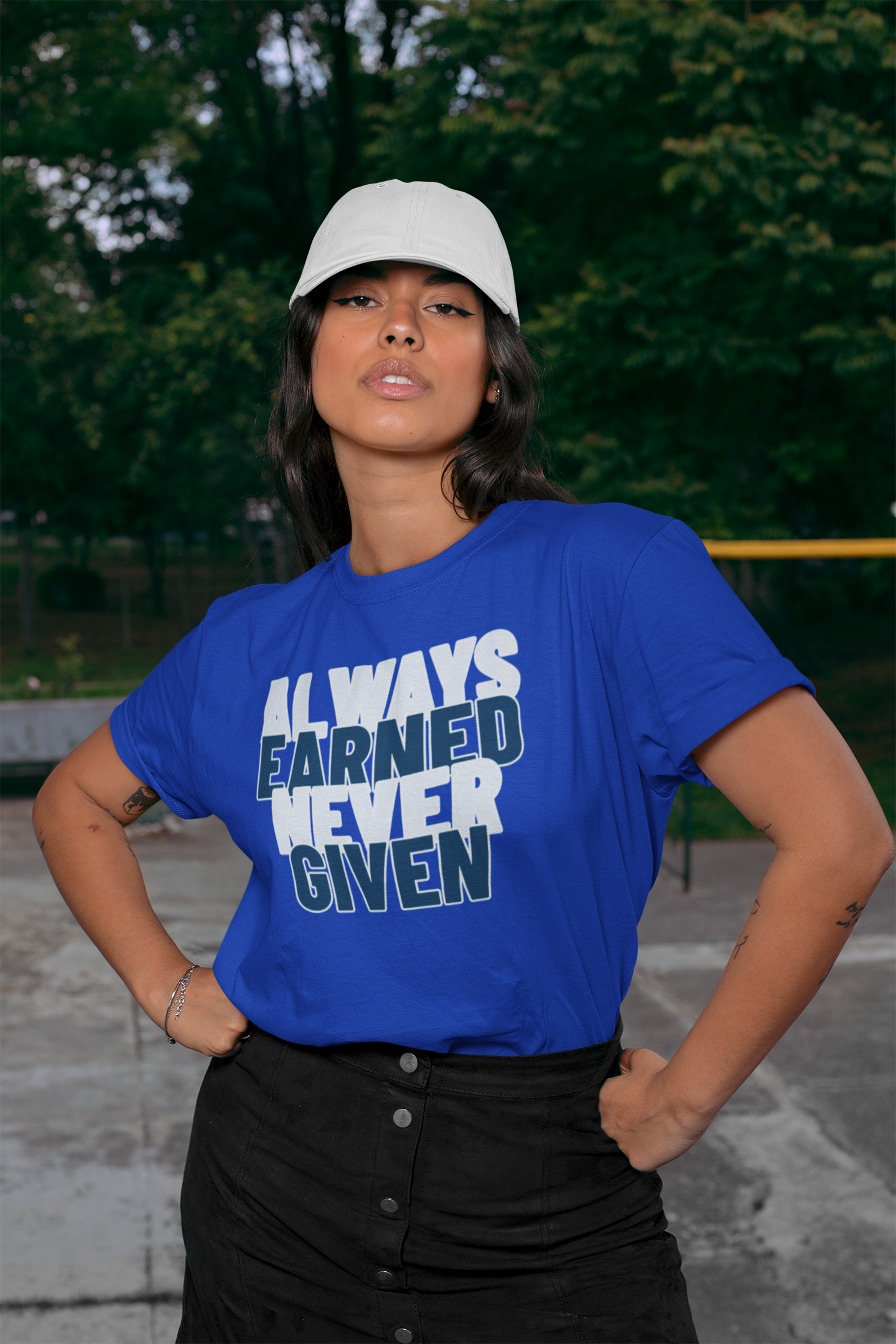 Always Earned Never Given Unisex Royal Blue Round Neck T-Shirt  | Ashish Mishra Collection | ATOM NEW YORK