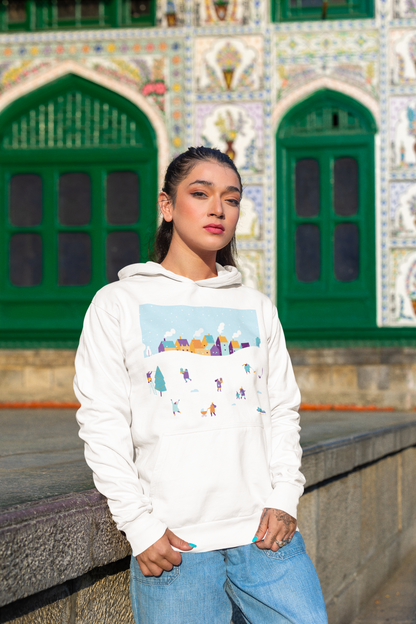 Christmas Scenery White Hoodie For Women