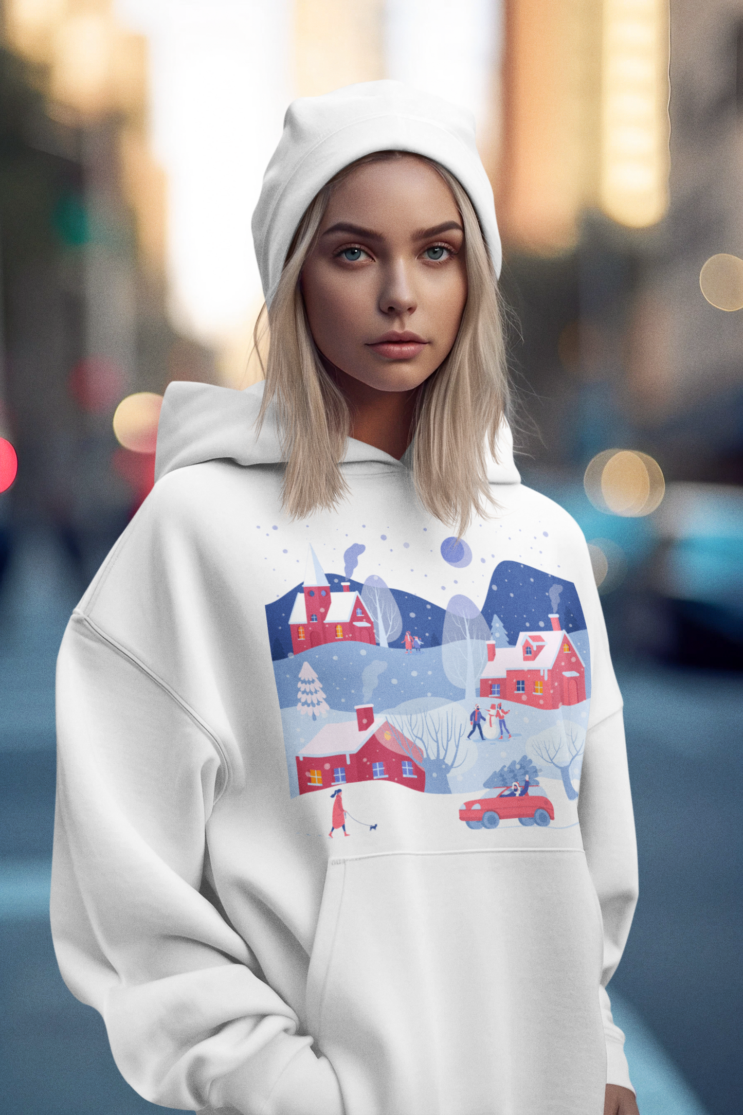 Winter Wonderland White Hoodie For Women