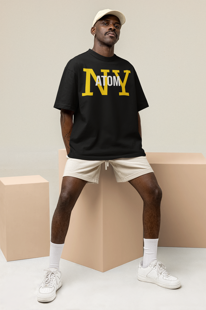 French Terry NY ATOM Black Unisex Oversize T-Shirt