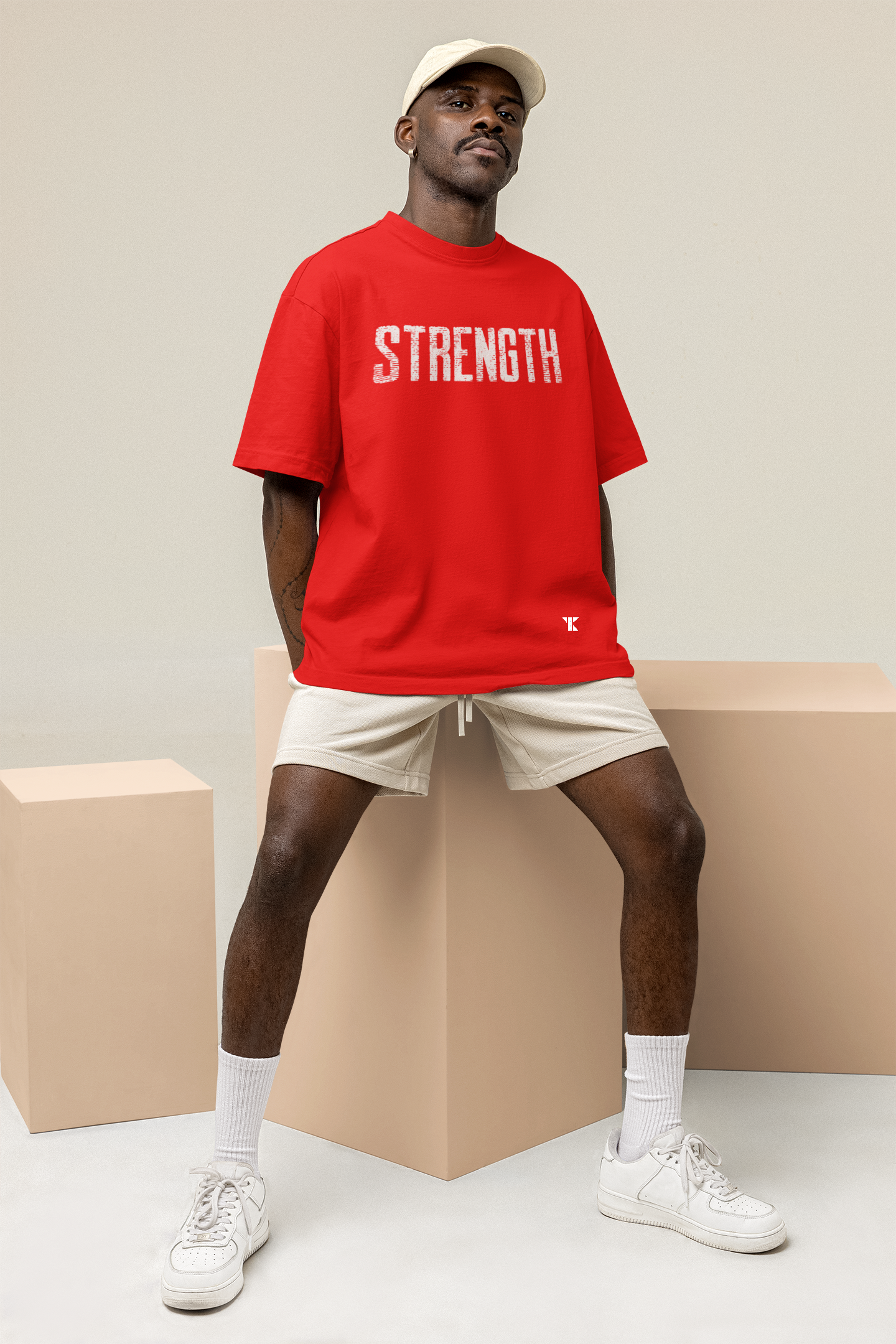 Strength Dense Oversized Red Unisex T-Shirt | Tarun Kapoor Collection