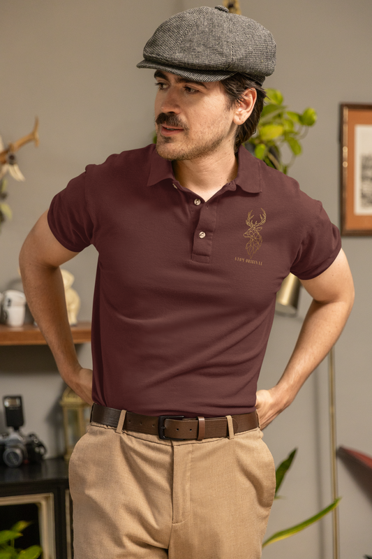 ATOM Original Maroon Polo Neck T-Shirt For Men