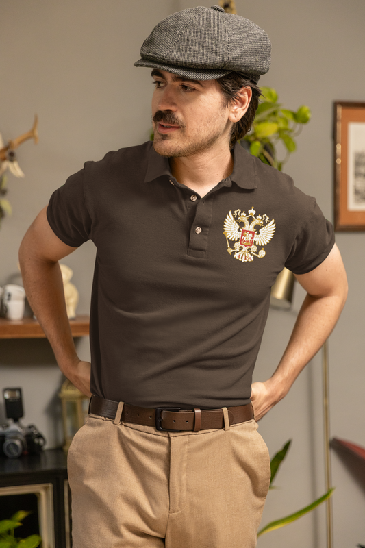 ATOM Russian Mascot Coffee Brown Polo Neck T-Shirt For Men
