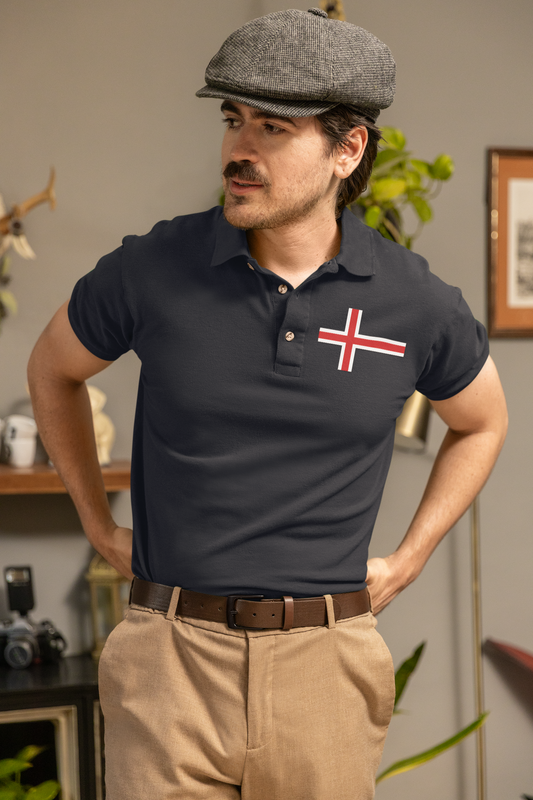 ATOM Iceland Flag Navy Blue Polo Neck T-Shirt For Men