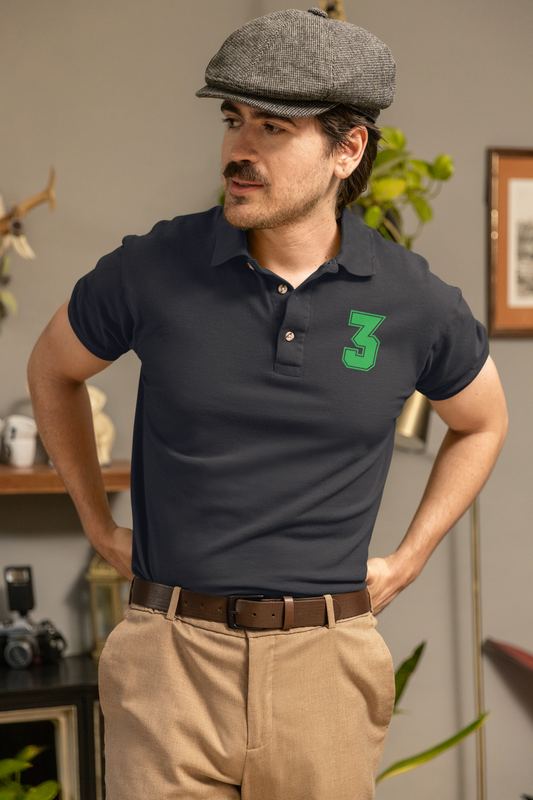 ATOM New York No 3 Navy Blue Polo Neck T-Shirt For Men