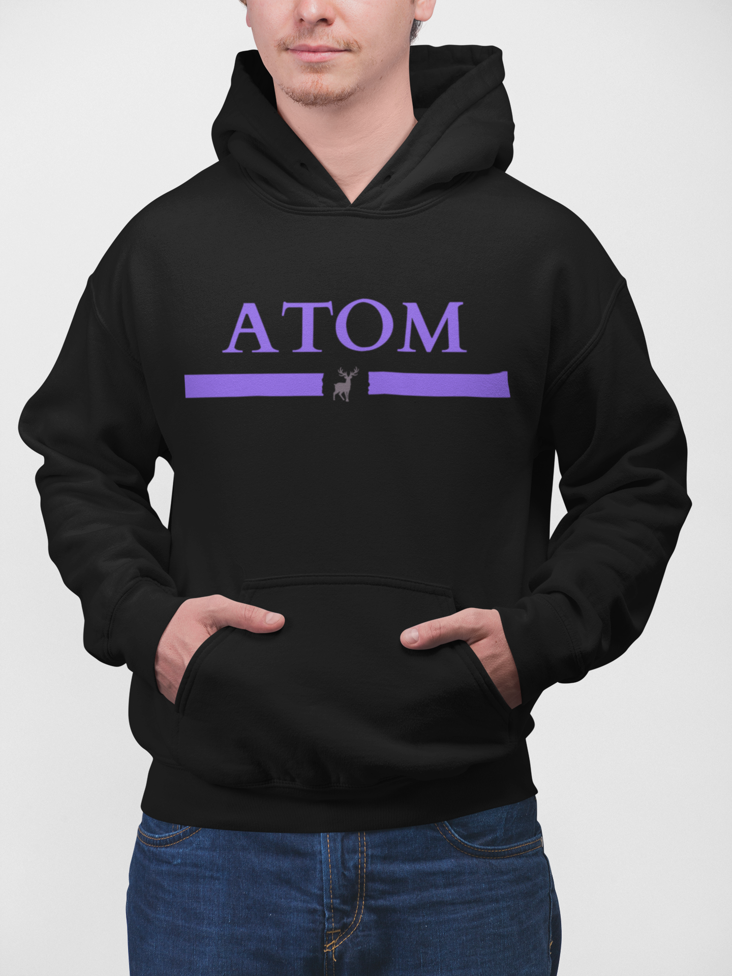 ATOM Classic Signature Pure Cotton Black Hoodie For Men