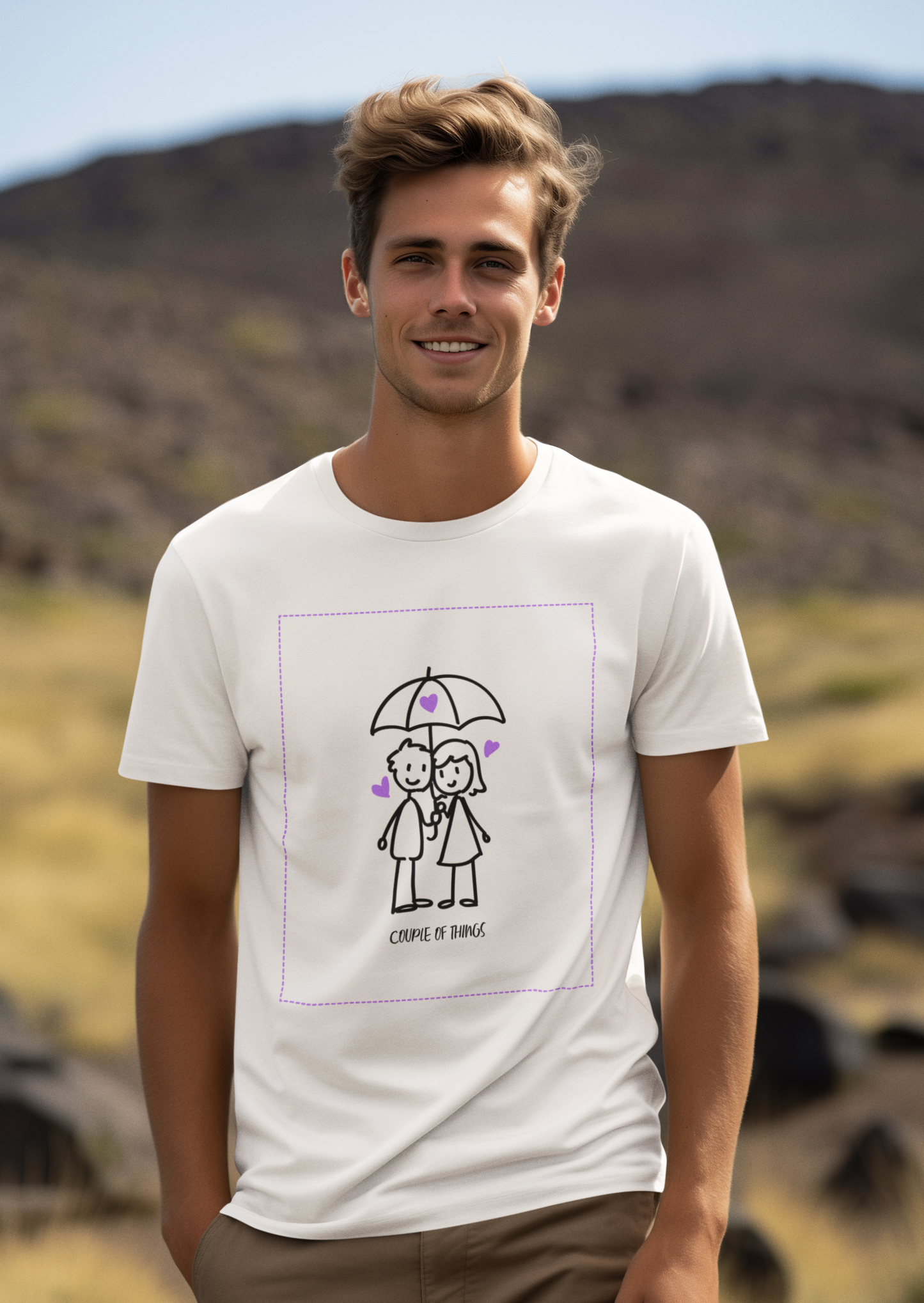 Couple Of Things Illustration White Round Neck T-Shirt For Men | RJ Anmol Collection